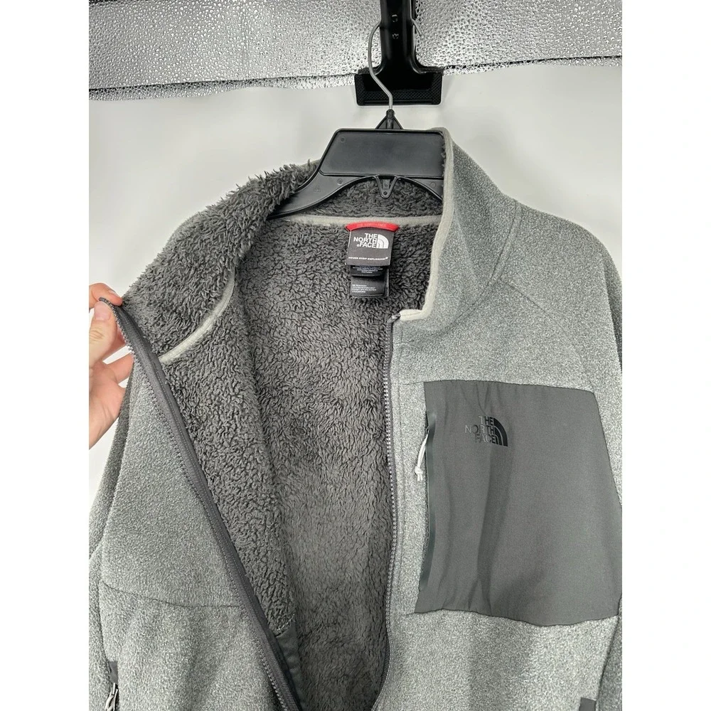 The North Face Chimborazo Sherpa Lined Fleece Jacket Full Zip Up Grey Mens Large